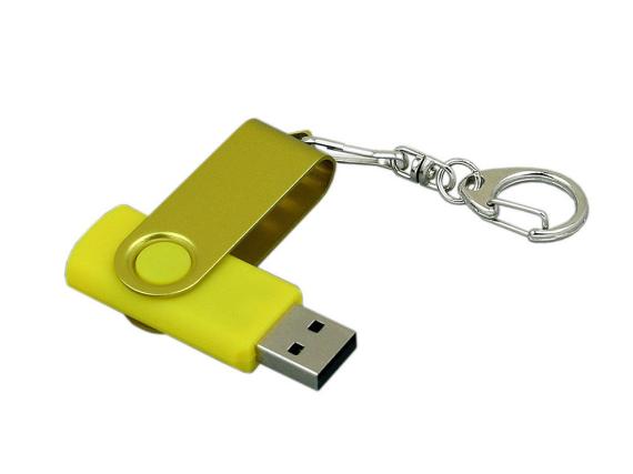 USB 3.0- флешка промо на 128 Гб с поворотным механизмом и однотонным металлическим клипом