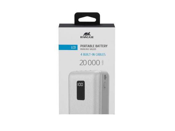 Внешний аккумулятор с дисплеем и встроенными кабелями VA2220, 10000 mAh