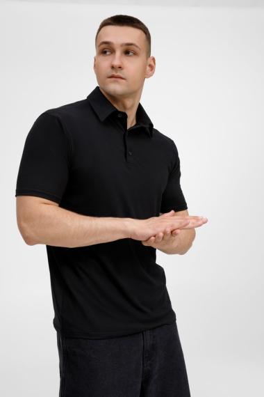 Рубашка поло унисекс Senti, черная, размер S