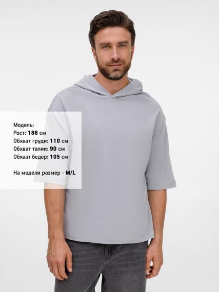 Футболка оверсайз унисекс с капюшоном Neofit, светло-серая, размер XL/XXL