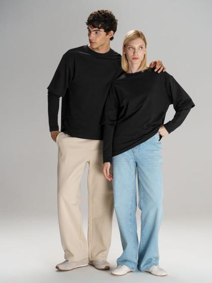 Футболка оверсайз с двойным рукавом Kosmos, черная, размер XS/S