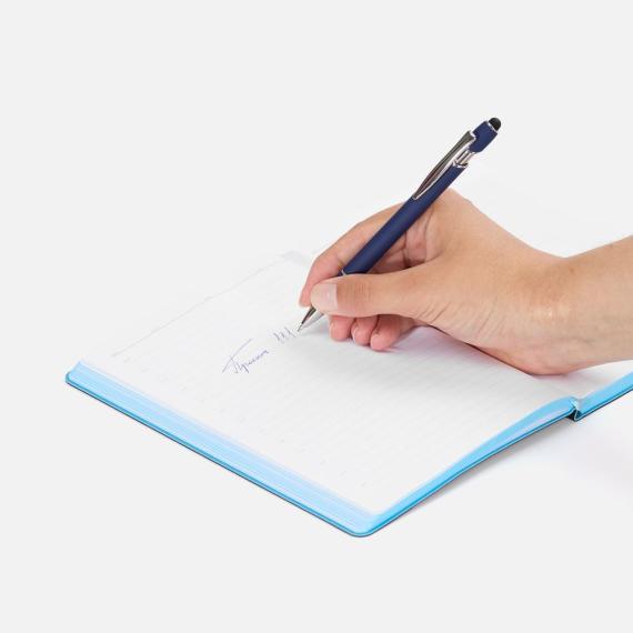 Ручка шариковая Pointer Soft Touch со стилусом, темно-синяя