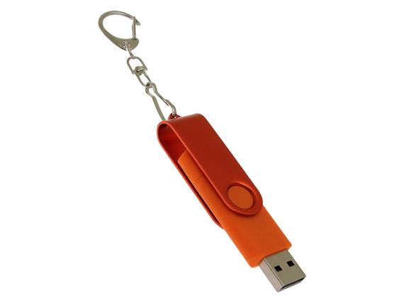 USB 2.0- флешка на 32 Гб с поворотным механизмом и дополнительным разъемом Type-C
