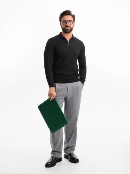 Рубашка поло мужская с длинным рукавом Terrazzo, черная, размер 2XL/3XL