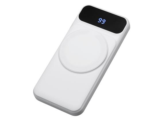 Магнитный беспроводной внешний аккумулятор со встроенными кабелями «Мэни», 10000 мАч